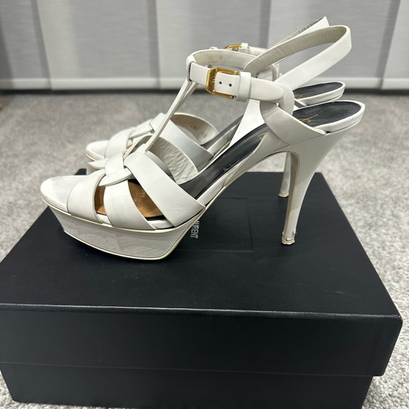 White Saint Laurent Tribute Sandals 75 *HARD TO FIND!* - Picture 5 of 11